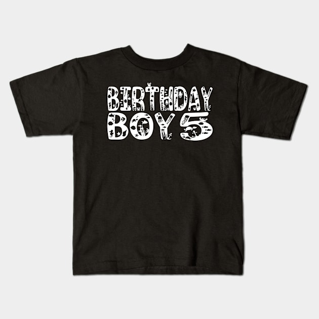 5th Birthday Boy 5 Years Old Fishing Lover Theme Party print Kids T-Shirt by Grabitees